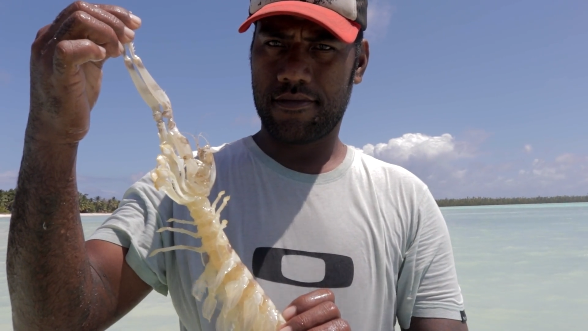 Mantis shrimp fishing in Kiribati